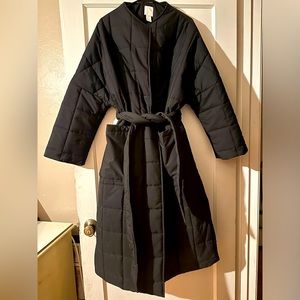 H&M Black long nylon belted trench